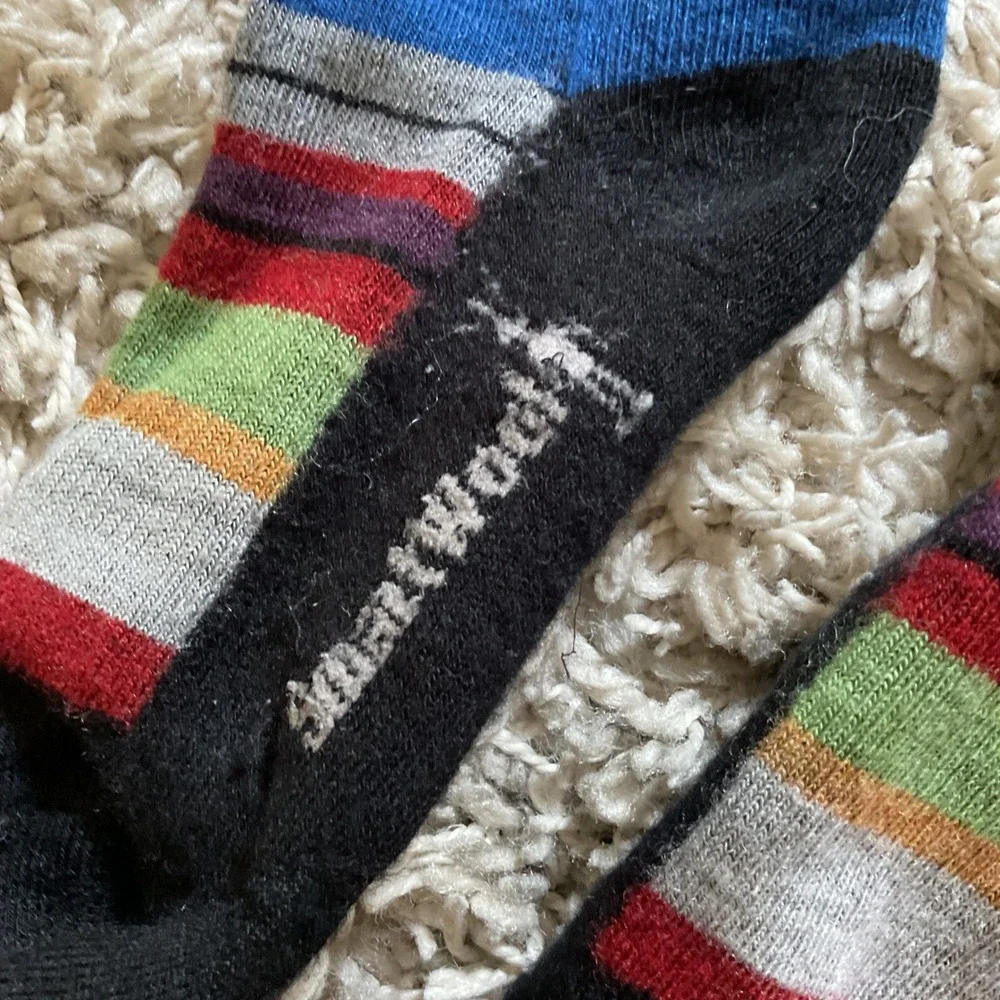 Smartwool Merino Wool Striped Crew Socks Womens Multi Color Hiking Outdoor